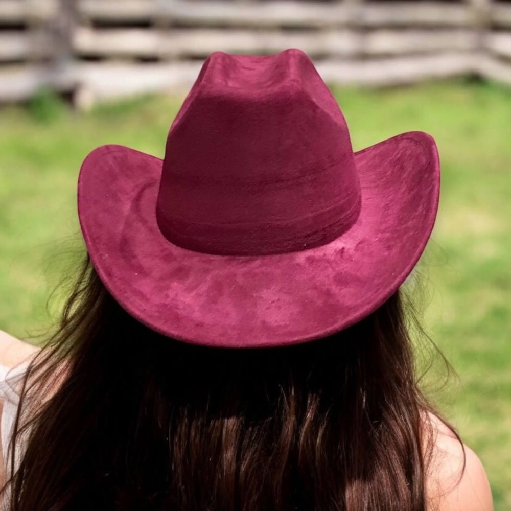 Western Burgundy Red Suede Wide Brim Cowboy Hat M/L NWT